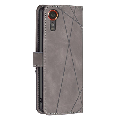 Samsung Galaxy Xcover 7 Rhombus Texture Leather Phone Case with Magnetic Buckle and Card Holder