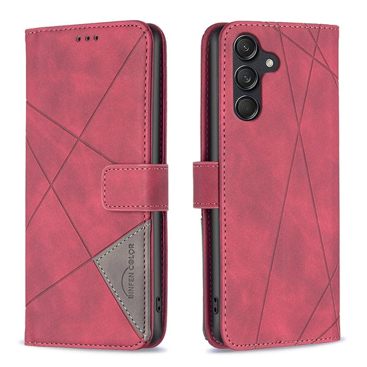 Samsung Galaxy M55 Rhombus Texture Leather Phone Case with Magnetic Buckle and Card Holder