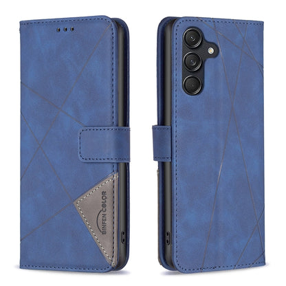 Samsung Galaxy M55 Rhombus Texture Leather Phone Case with Magnetic Buckle and Card Holder