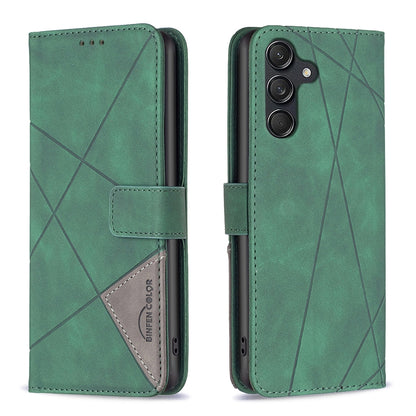 Samsung Galaxy M55 Rhombus Texture Leather Phone Case with Magnetic Buckle and Card Holder