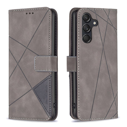 Samsung Galaxy M55 Rhombus Texture Leather Phone Case with Magnetic Buckle and Card Holder