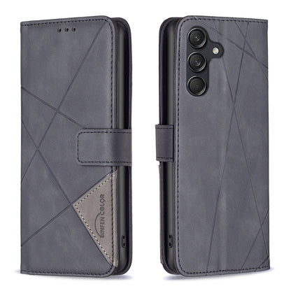 Samsung Galaxy M55 Rhombus Texture Leather Phone Case with Magnetic Buckle and Card Holder