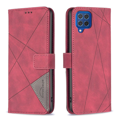 Samsung Galaxy M62 Rhombus Texture Leather Phone Case with Magnetic Buckle and Card Holder