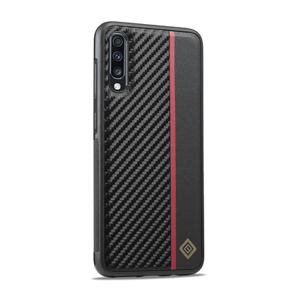 Samsung Galaxy A70 3-in-1 Carbon Fibre Texture Phone Case: Light, Shockproof & Sweatproof Protection - Black