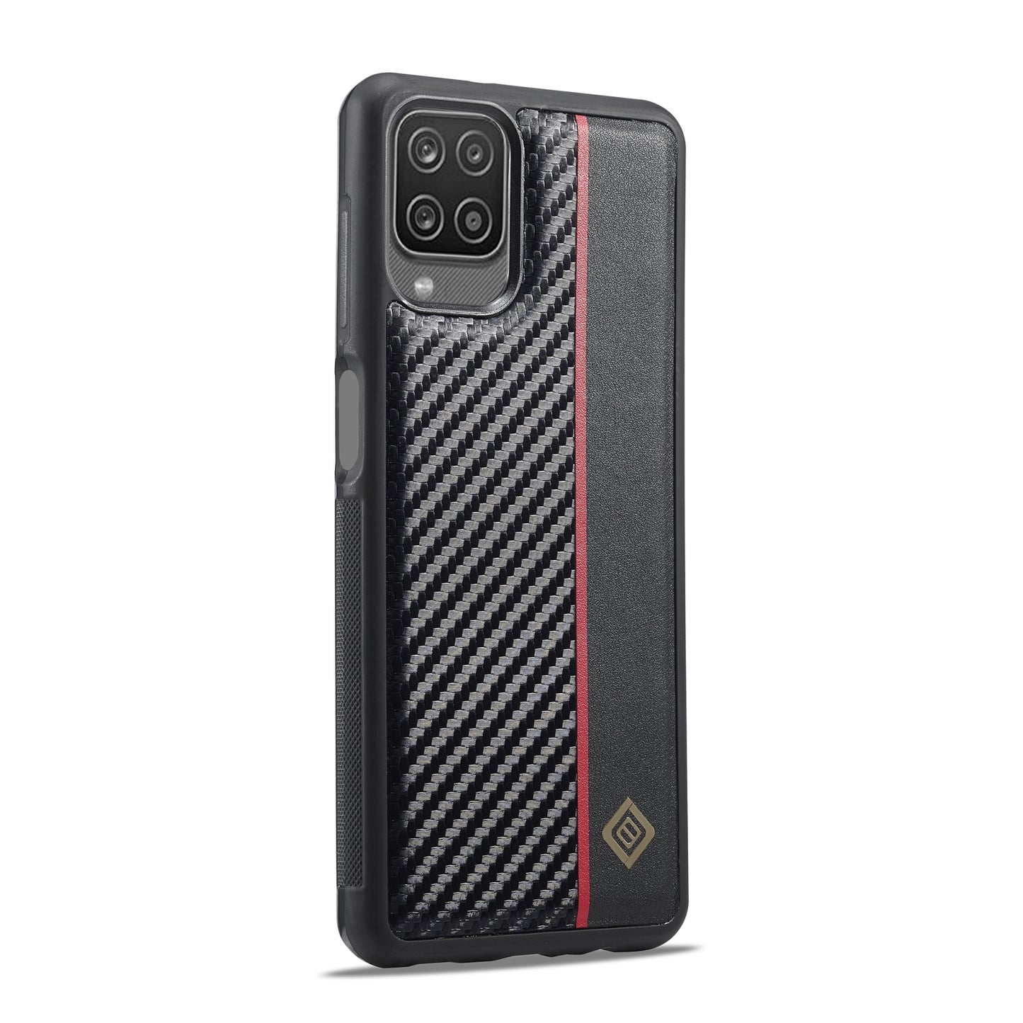 Samsung Galaxy A12 3-in-1 Carbon Fibre Texture Phone Case: Light, Shockproof & Sweatproof Protection - Black