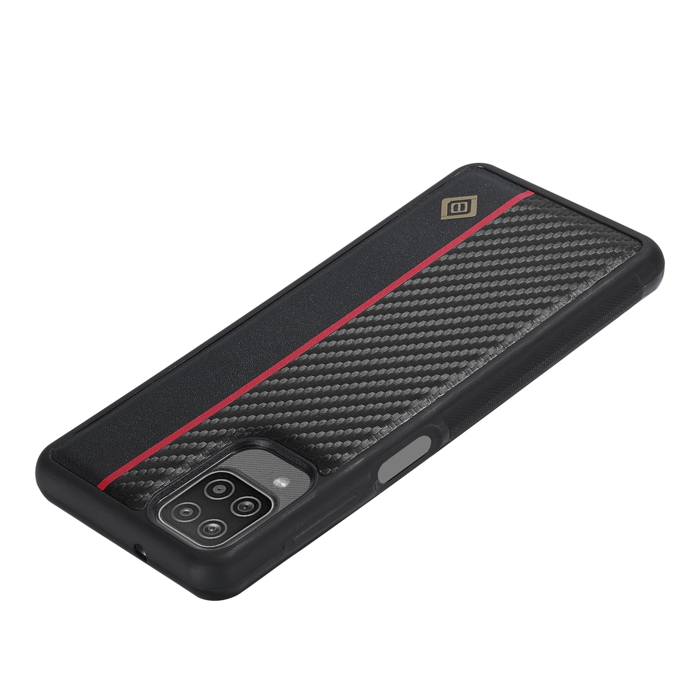 Samsung Galaxy A12 3-in-1 Carbon Fibre Texture Phone Case: Light, Shockproof & Sweatproof Protection - Black