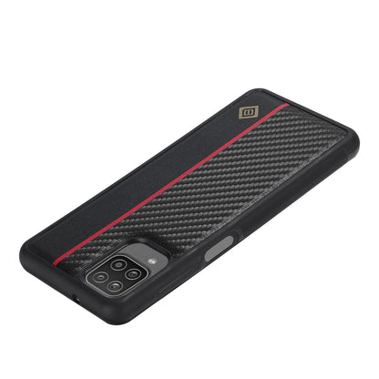 Samsung Galaxy A12 3-in-1 Carbon Fibre Texture Phone Case: Light, Shockproof & Sweatproof Protection - Black