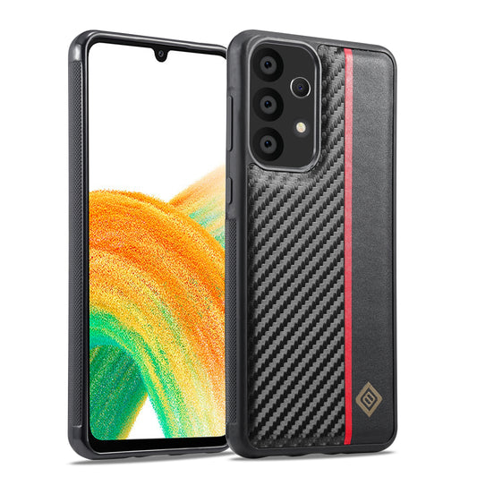 Samsung Galaxy A33 5G 3-in-1 Carbon Fibre Texture Phone Case: Light, Shockproof & Sweatproof Protection - Black