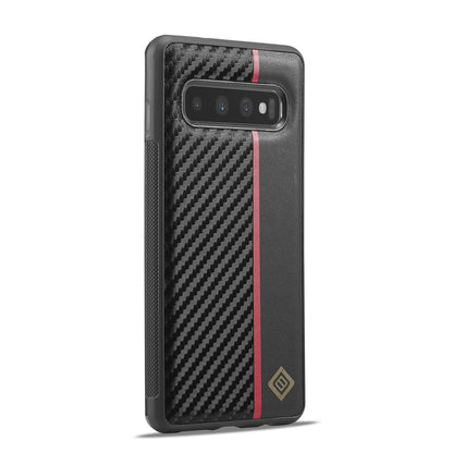 Samsung Galaxy S10 3-in-1 Carbon Fibre Texture Phone Case: Light, Shockproof & Sweatproof Protection - Black