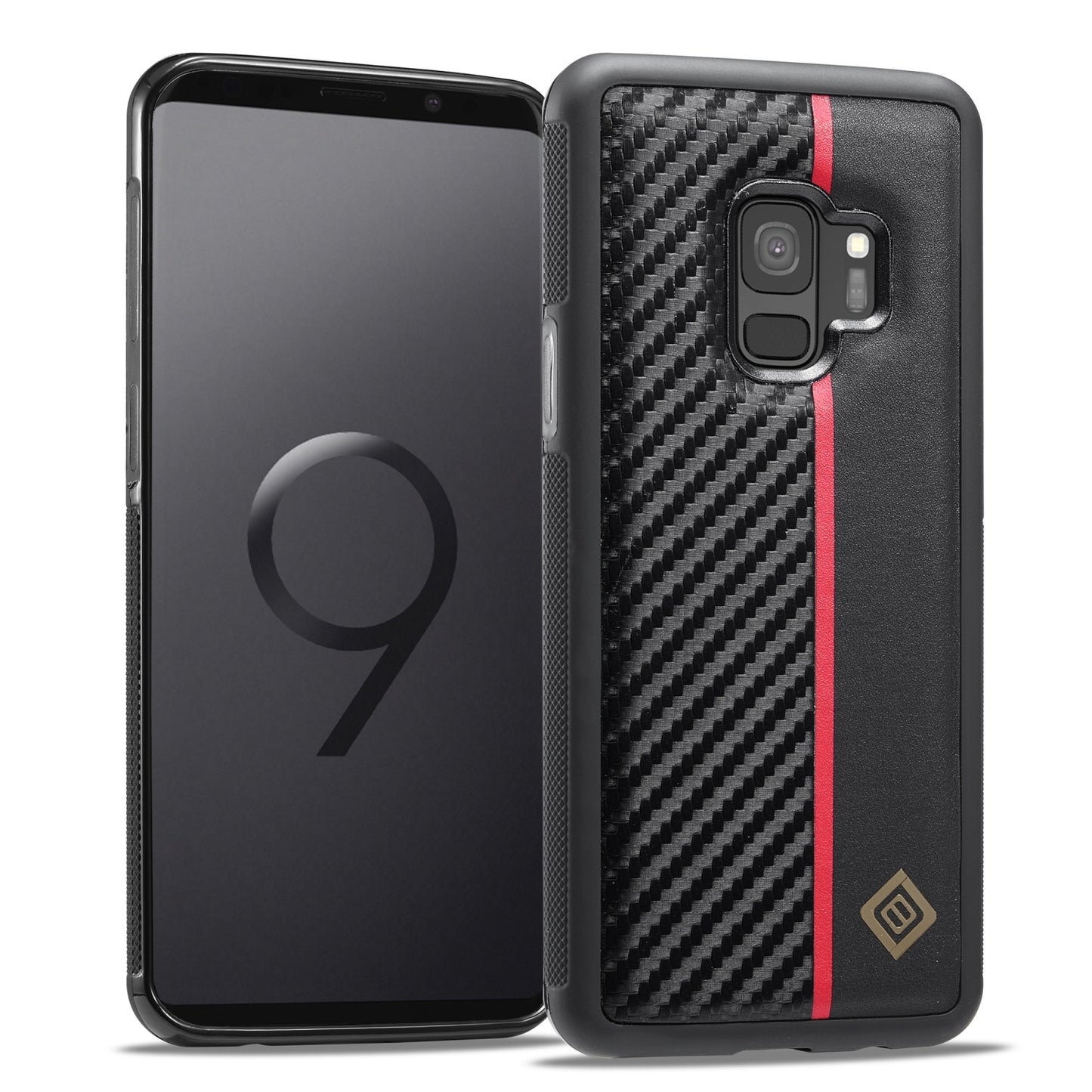 Samsung Galaxy S9 3-in-1 Carbon Fibre Texture Phone Case: Light, Shockproof & Sweatproof Protection - Black