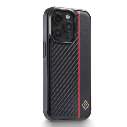 iPhone 14 Pro 3-in-1 Carbon Fibre Texture Phone Case: Light, Shockproof & Sweatproof Protection - Black