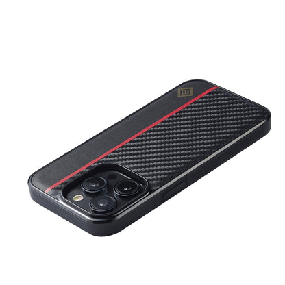 iPhone 14 Pro 3-in-1 Carbon Fibre Texture Phone Case: Light, Shockproof & Sweatproof Protection - Black