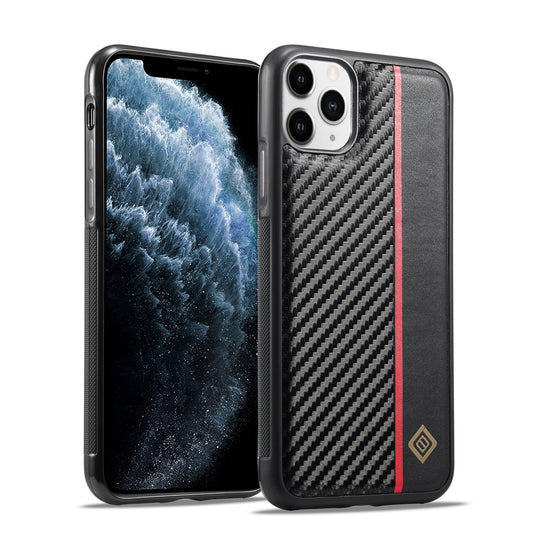 iPhone 11 Pro 3-in-1 Carbon Fibre Texture Phone Case: Light, Shockproof & Sweatproof Protection - Black