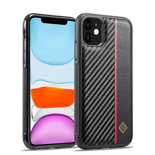 iPhone 11 3-in-1 Carbon Fibre Texture Phone Case: Light, Shockproof & Sweatproof Protection - Black