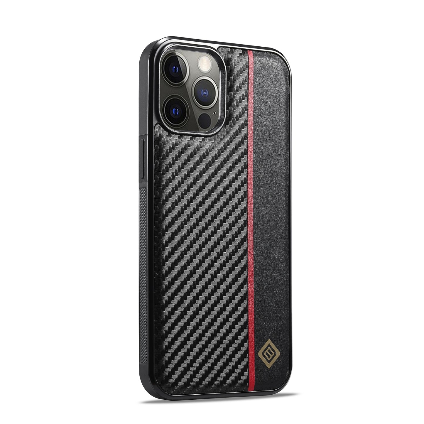 iPhone 12 Pro Max 3-in-1 Carbon Fibre Texture Phone Case: Light, Shockproof & Sweatproof Protection - Black