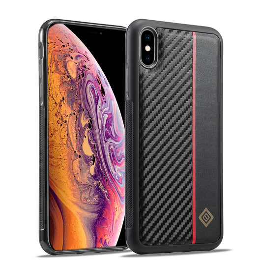 iPhone XS Max 3-in-1 Carbon Fibre Texture Phone Case: Light, Shockproof & Sweatproof Protection - Black