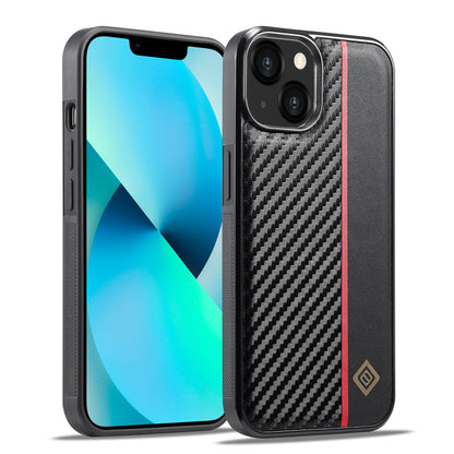 iPhone 14 3-in-1 Carbon Fibre Texture Phone Case: Light, Shockproof & Sweatproof Protection - Black