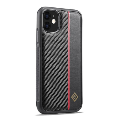 iPhone 12 3-in-1 Carbon Fibre Texture Phone Case: Light, Shockproof & Sweatproof Protection - Black