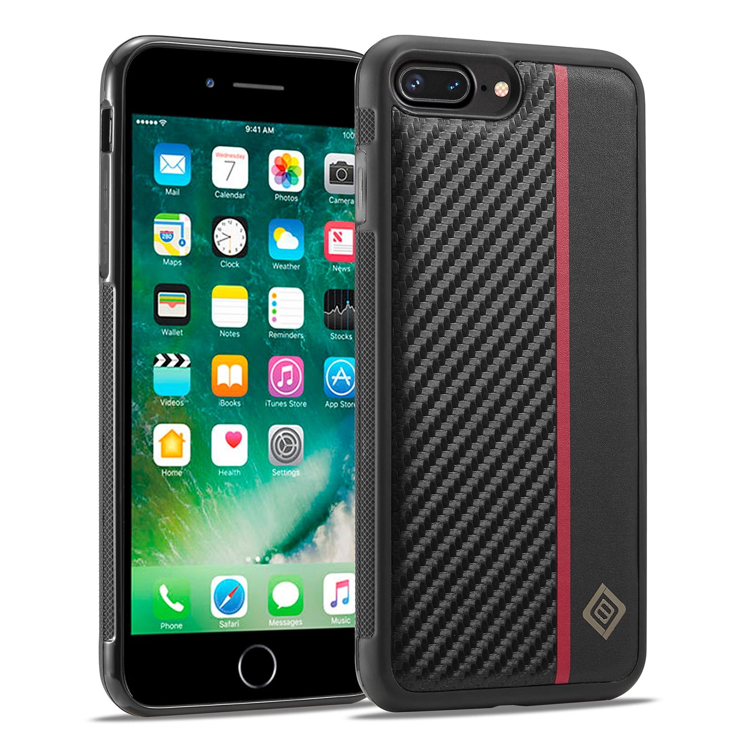 iPhone SE 2022 3-in-1 Carbon Fibre Texture Phone Case: Light, Shockproof & Sweatproof Protection - Black