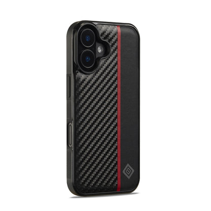 iPhone 16 Plus 3-in-1 Carbon Fibre Texture Phone Case: Light, Shockproof & Sweatproof Protection - Black