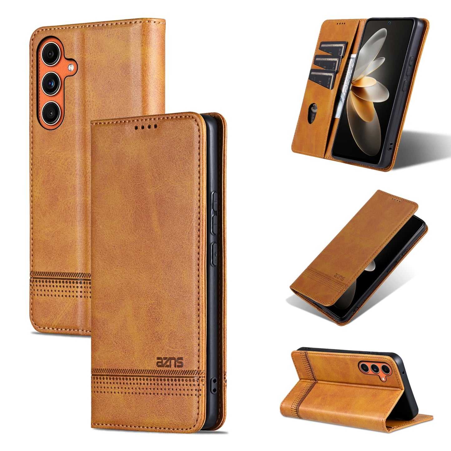 Samsung Galaxy C55/M55 Leather Wallet Case with Card Holder & Magnetic Closure