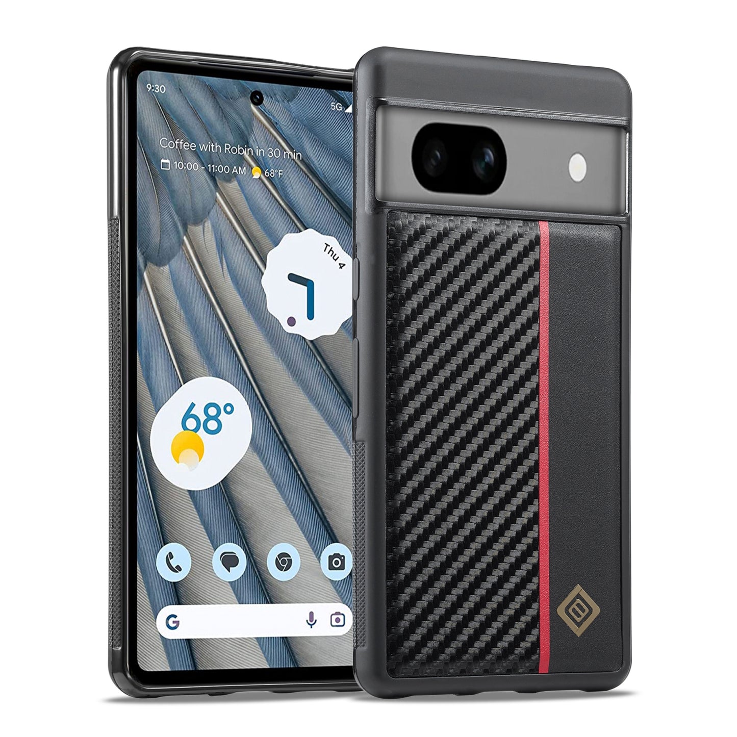 Google Pixel 7A 3-in-1 Carbon Fibre Texture Phone Case: Light, Shockproof & Sweatproof Protection - Black