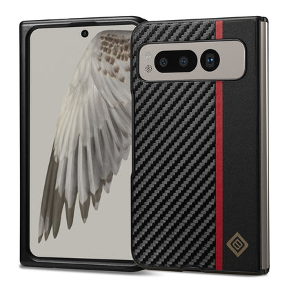 Google Pixel Fold 3-in-1 Carbon Fibre Texture Phone Case: Light, Shockproof & Sweatproof Protection - Black