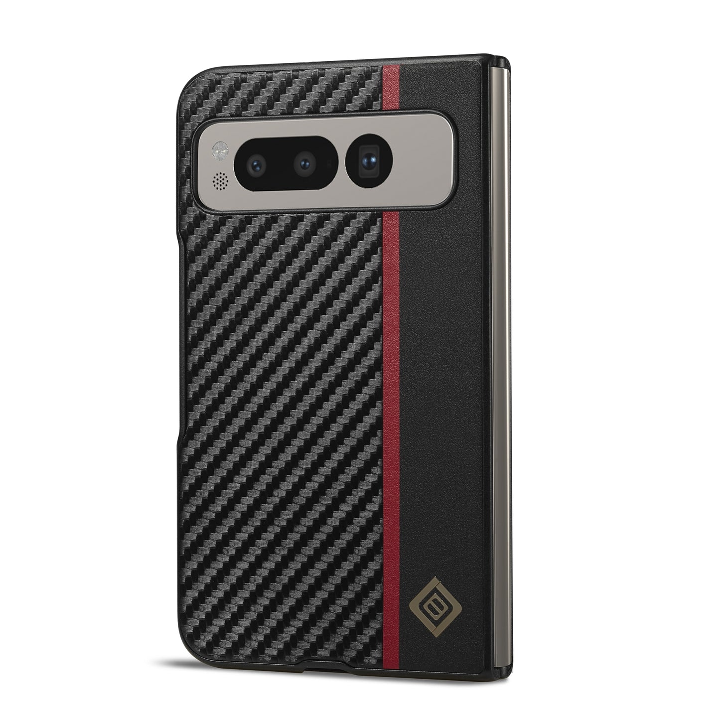 Google Pixel Fold 3-in-1 Carbon Fibre Texture Phone Case: Light, Shockproof & Sweatproof Protection - Black