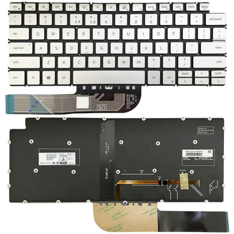 Dell Inspiron 7490 / Vostro 5390 US Version Backlit Laptop Keyboard (Silver) - Compatible Replacement Part