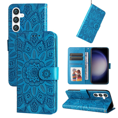 Samsung Galaxy S23 FE 5G Sunflower Embossed Leather Wallet Phone Case with Kickstand and Card Holder