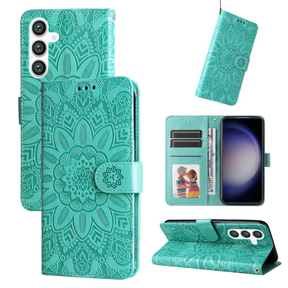 Samsung Galaxy S23 FE 5G Sunflower Embossed Leather Wallet Phone Case with Kickstand and Card Holder