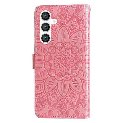 Samsung Galaxy S23 FE 5G Sunflower Embossed Leather Wallet Phone Case with Kickstand and Card Holder