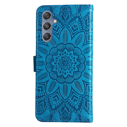 Samsung Galaxy M34 5G Sunflower Embossed Leather Wallet Phone Case with Kickstand and Card Holder