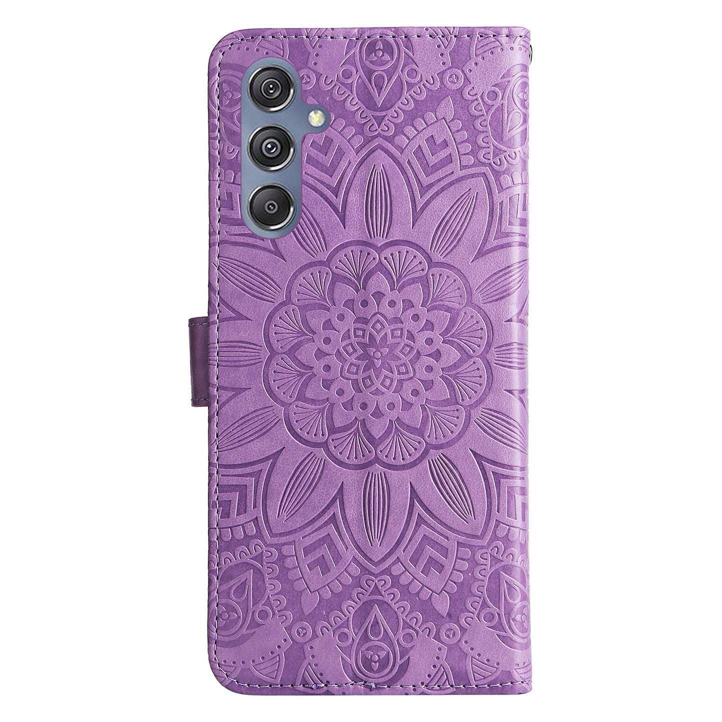 Samsung Galaxy M34 5G Sunflower Embossed Leather Wallet Phone Case with Kickstand and Card Holder