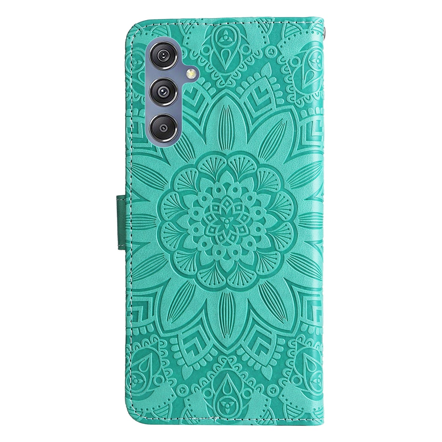 Samsung Galaxy M34 5G Sunflower Embossed Leather Wallet Phone Case with Kickstand and Card Holder