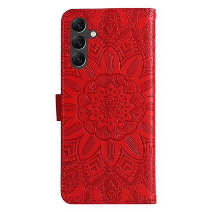 Samsung Galaxy A15 Sunflower Embossed Leather Wallet Phone Case with Kickstand and Card Holder