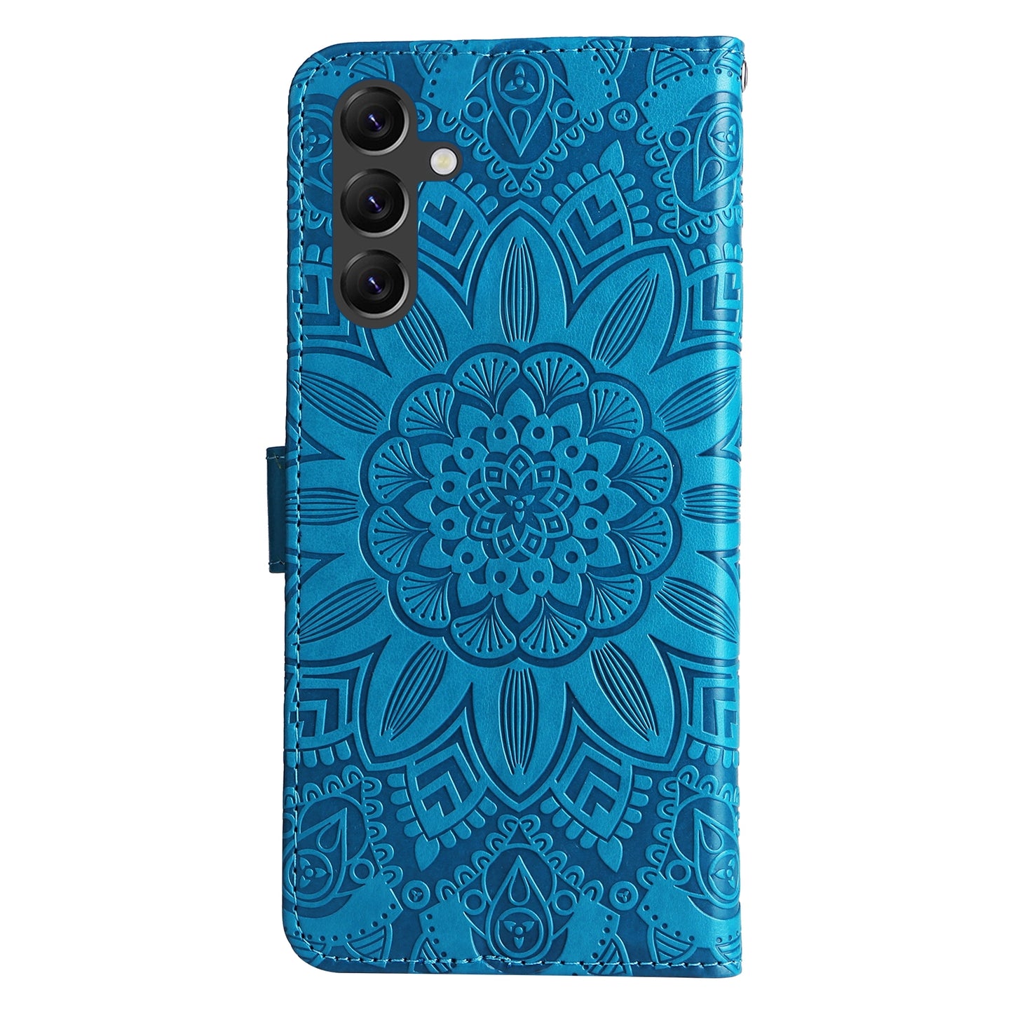 Samsung Galaxy A15 Sunflower Embossed Leather Wallet Phone Case with Kickstand and Card Holder