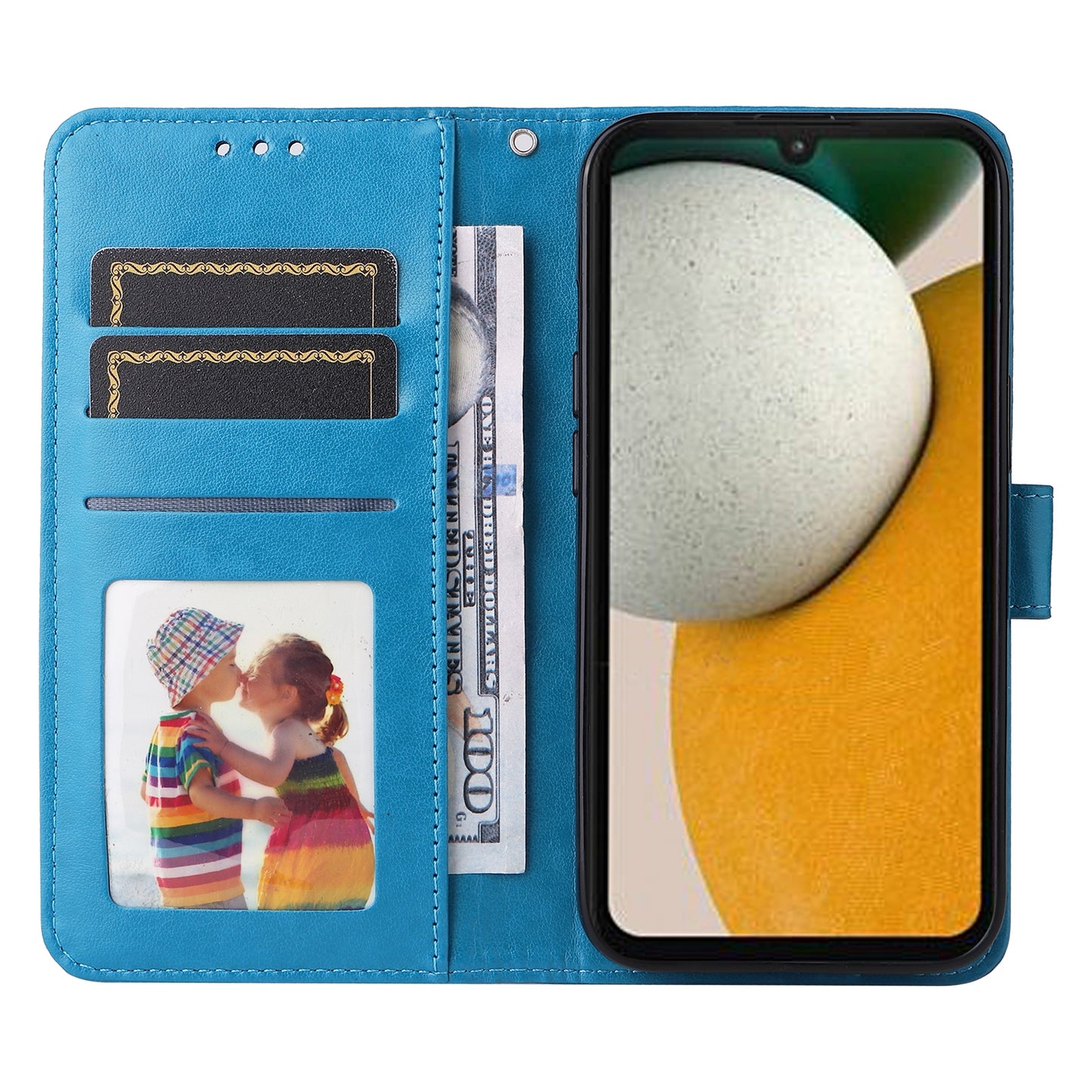 Samsung Galaxy A15 Sunflower Embossed Leather Wallet Phone Case with Kickstand and Card Holder