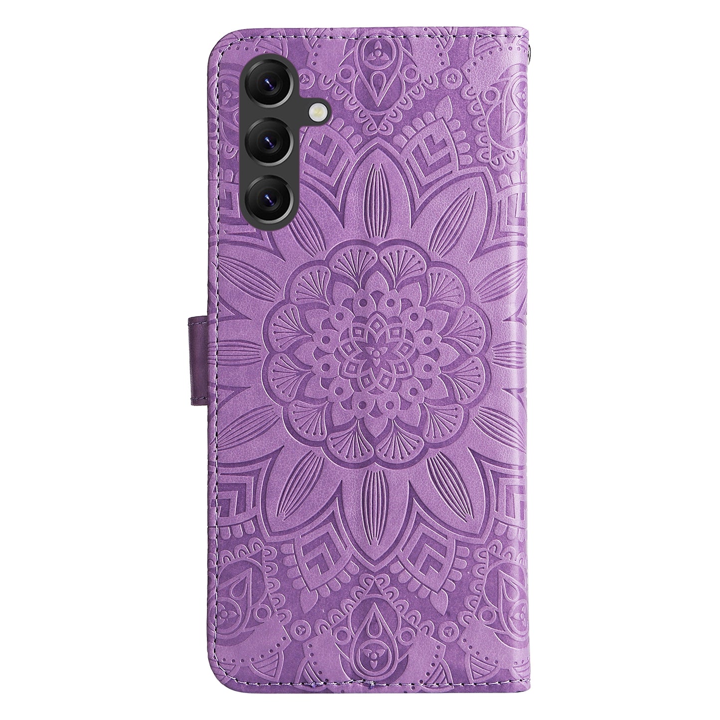 Samsung Galaxy A15 Sunflower Embossed Leather Wallet Phone Case with Kickstand and Card Holder