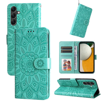 Samsung Galaxy A15 Sunflower Embossed Leather Wallet Phone Case with Kickstand and Card Holder