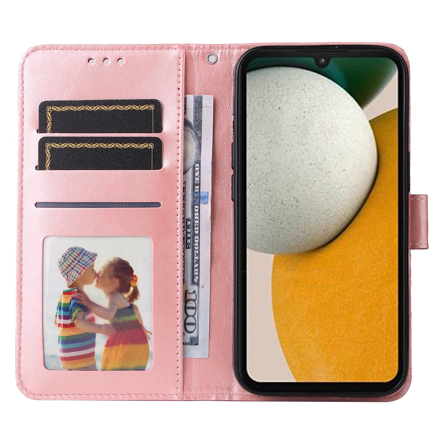 Samsung Galaxy A15 Sunflower Embossed Leather Wallet Phone Case with Kickstand and Card Holder