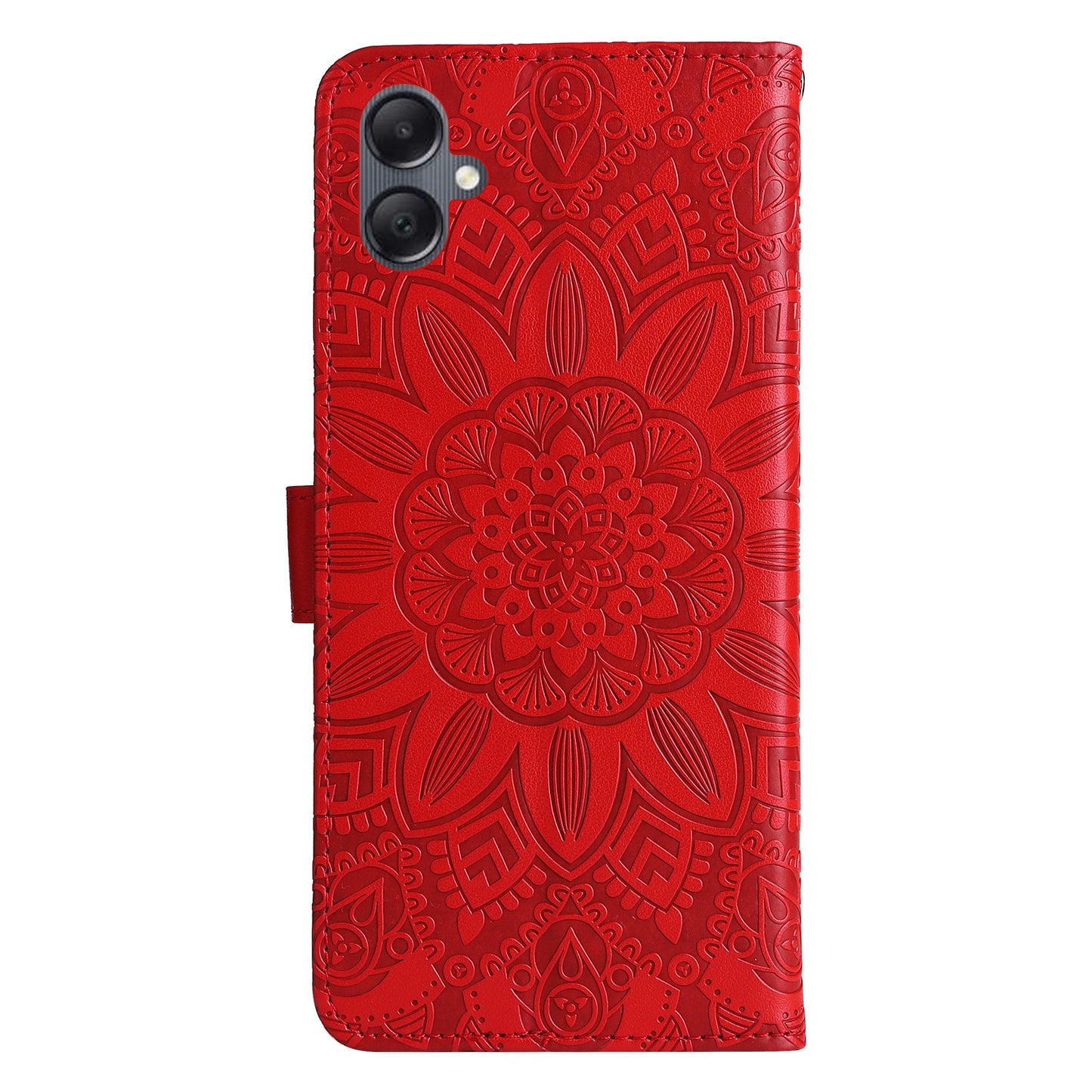 Samsung Galaxy A05 Sunflower Embossed Leather Wallet Phone Case with Kickstand and Card Holder