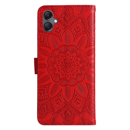 Samsung Galaxy A05 Sunflower Embossed Leather Wallet Phone Case with Kickstand and Card Holder