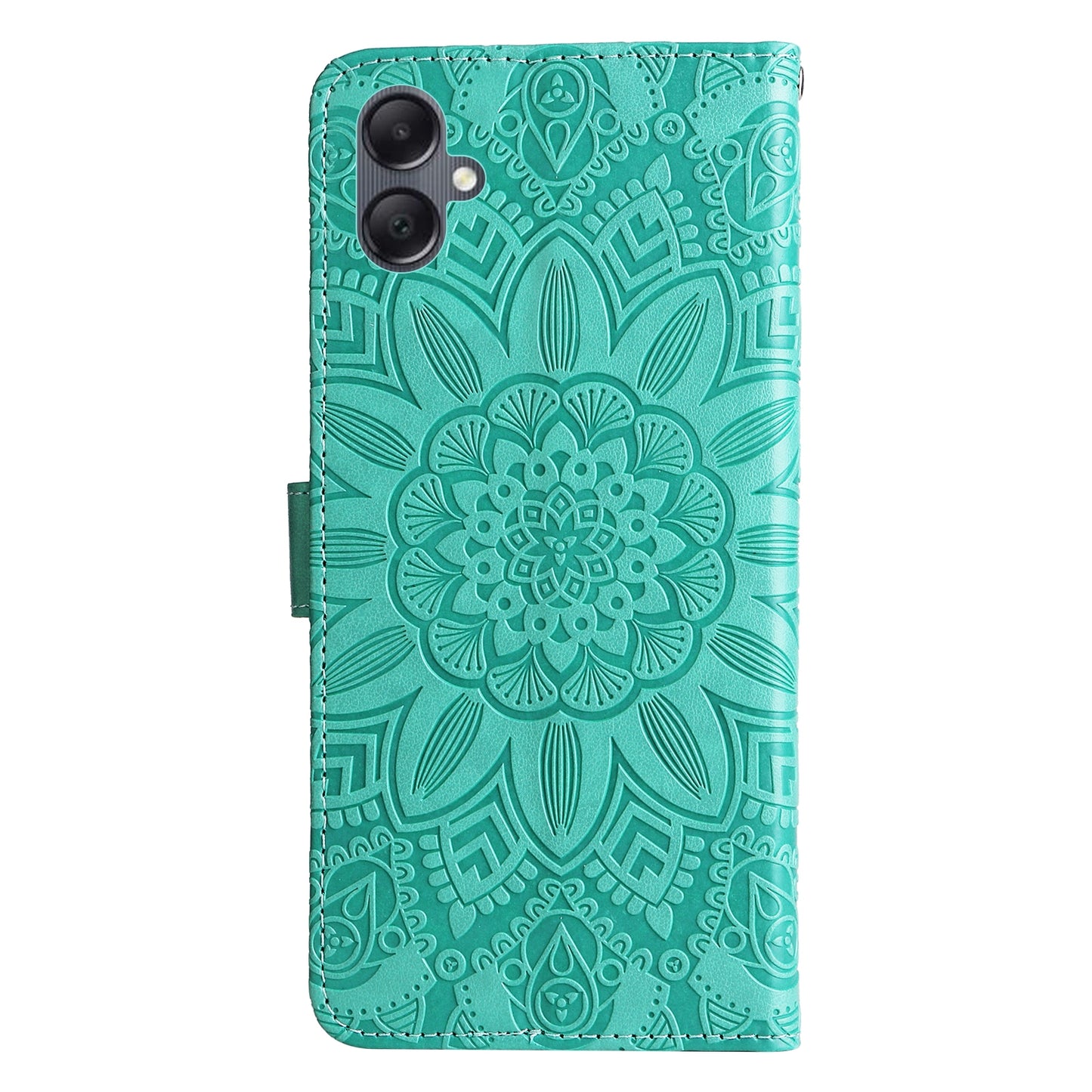Samsung Galaxy A05 Sunflower Embossed Leather Wallet Phone Case with Kickstand and Card Holder