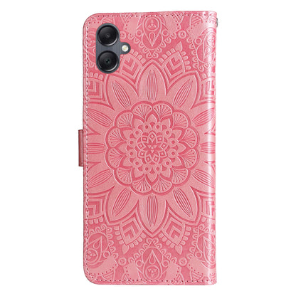 Samsung Galaxy A05 Sunflower Embossed Leather Wallet Phone Case with Kickstand and Card Holder