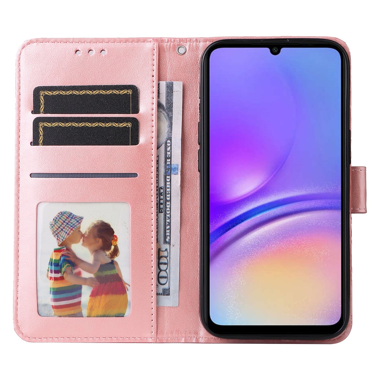 Samsung Galaxy A05 Sunflower Embossed Leather Wallet Phone Case with Kickstand and Card Holder