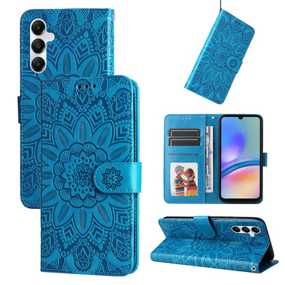 Samsung Galaxy A05s Sunflower Embossed Leather Wallet Phone Case with Kickstand and Card Holder