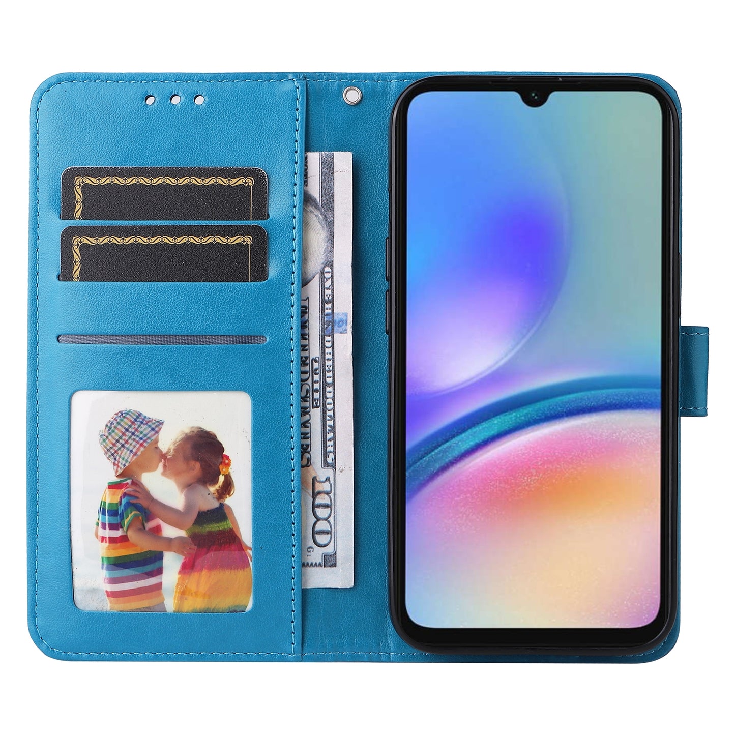 Samsung Galaxy A05s Sunflower Embossed Leather Wallet Phone Case with Kickstand and Card Holder