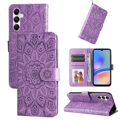 Samsung Galaxy A05s Sunflower Embossed Leather Wallet Phone Case with Kickstand and Card Holder