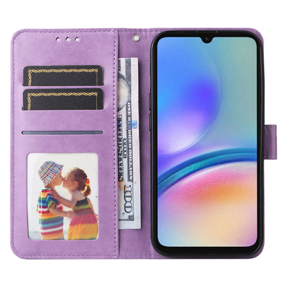 Samsung Galaxy A05s Sunflower Embossed Leather Wallet Phone Case with Kickstand and Card Holder